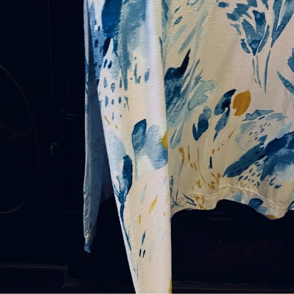 Soma Long Maxi Nightgown Yellow Print Size Large Side Slits - Picture 4 of 12